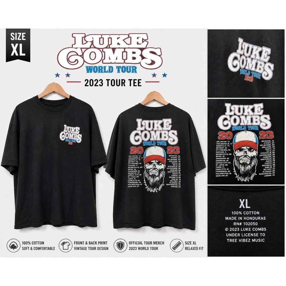 Luke Combs World‎ Tour 2023 Graphic T-Shirt Men's XL Official Concert Tee